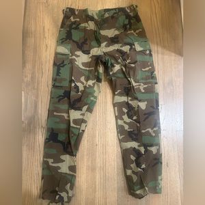 NATO Issue Cargo Camo Pants-Button Fly-Ankle Ties